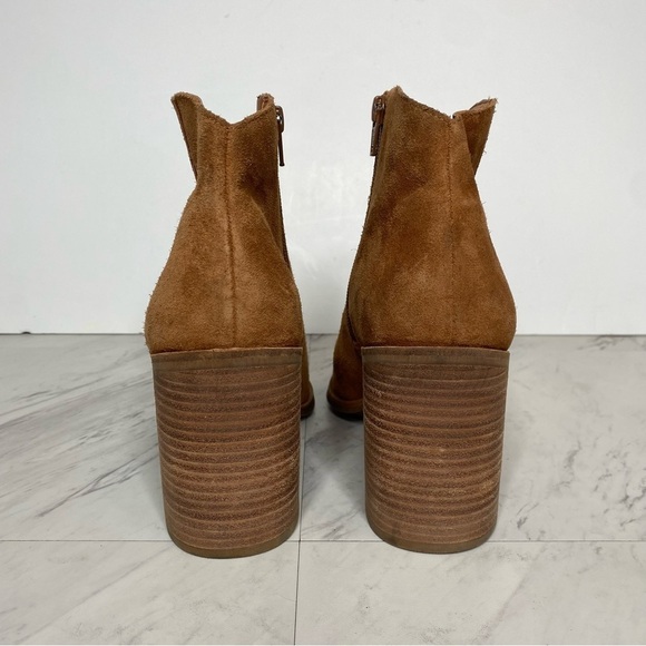 New! Lucky Brand Pinkton Brown Suede Block Heel Bootie 11M - Picture 3 of 16